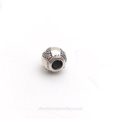 Sterling Silver Pandora 'LOVE' Heart Cubic Zirconia Set Bead Charm