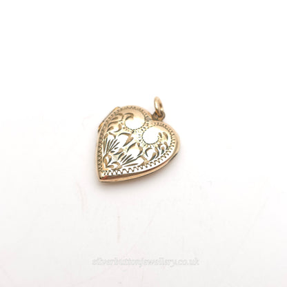 Rolled Gold Antique / Vintage Heart Shaped Engraved Patterned Locket