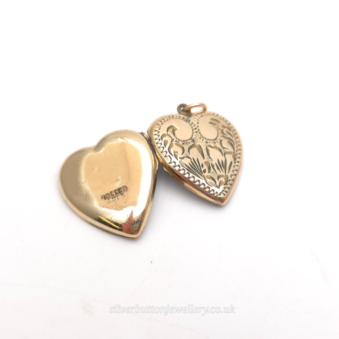 Rolled Gold Antique / Vintage Heart Shaped Engraved Patterned Locket