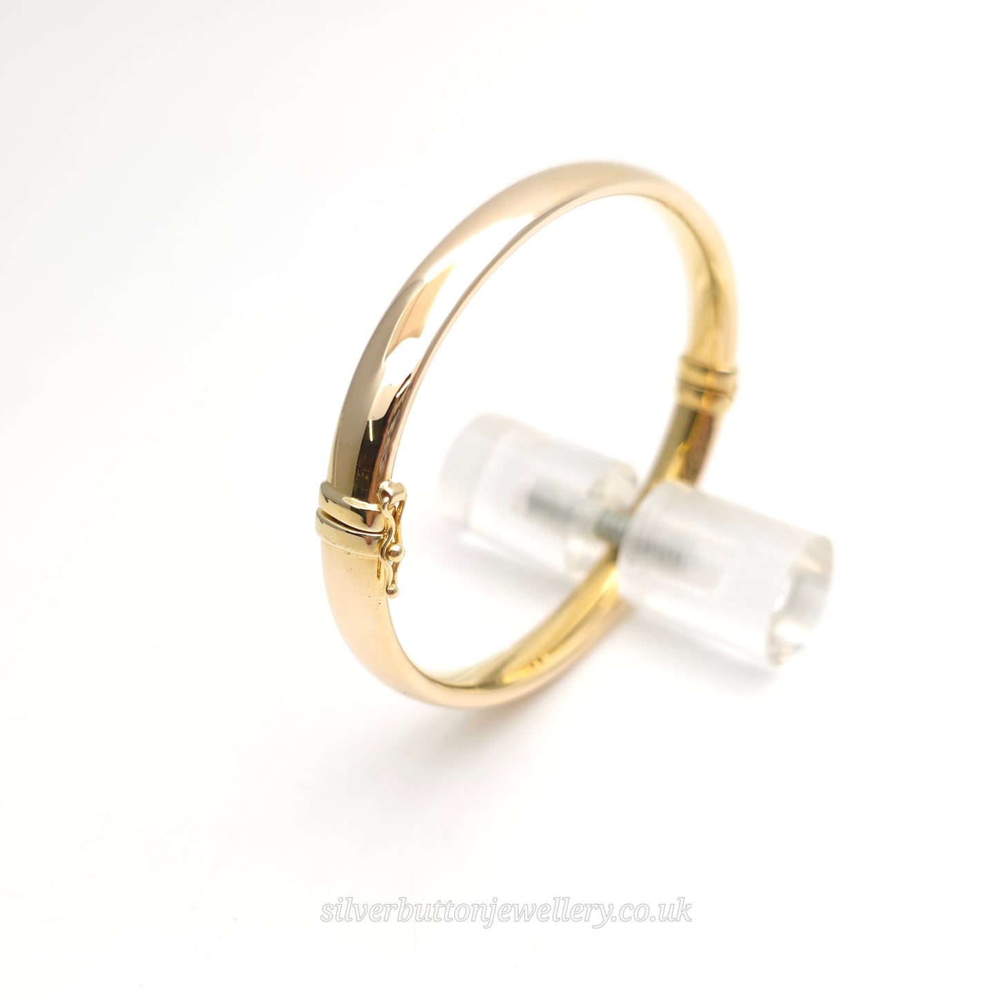 9ct Yellow Gold Oval Hollow Plain Polished Hinged Bangle