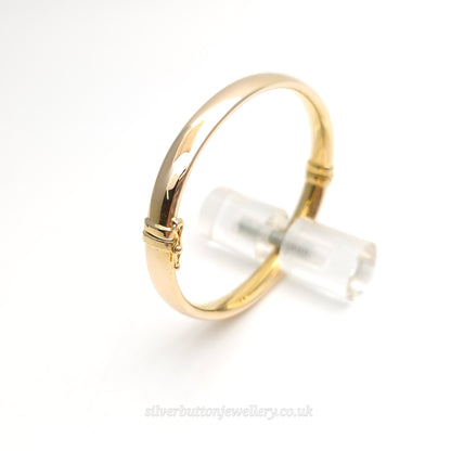 9ct Yellow Gold Oval Hollow Plain Polished Hinged Bangle