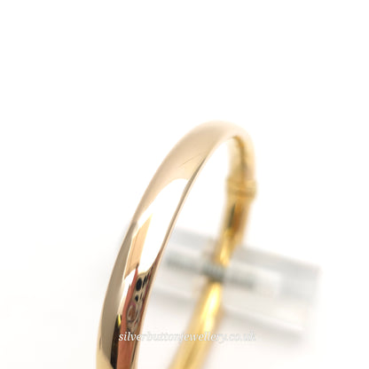 9ct Yellow Gold Oval Hollow Plain Polished Hinged Bangle