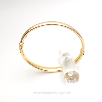 9ct Yellow Gold Oval Hollow Plain Polished Hinged Bangle