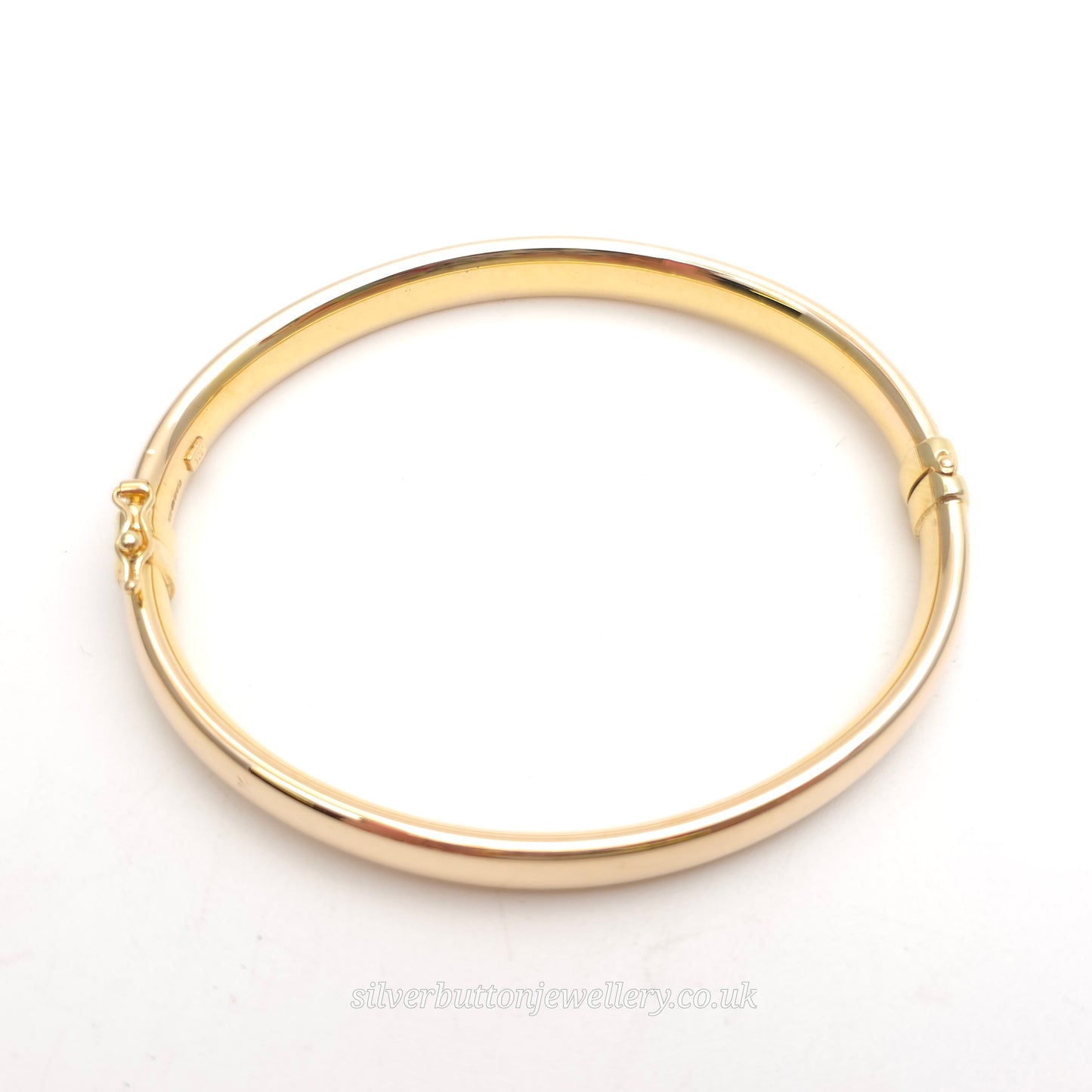 9ct Yellow Gold Oval Hollow Plain Polished Hinged Bangle