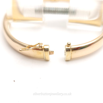 9ct Yellow Gold Oval Hollow Plain Polished Hinged Bangle