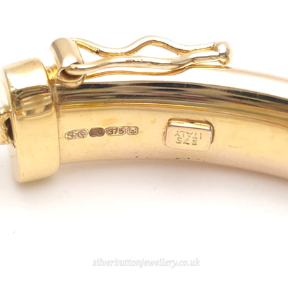 9ct Yellow Gold Oval Hollow Plain Polished Hinged Bangle