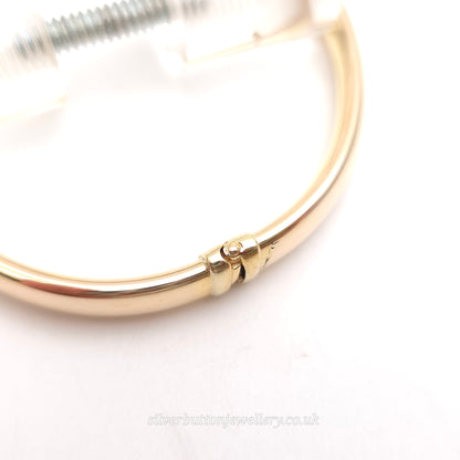 9ct Yellow Gold Oval Hollow Plain Polished Hinged Bangle