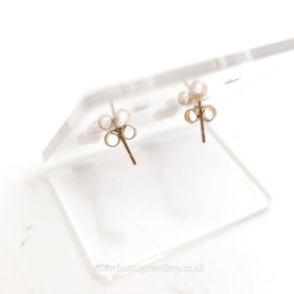 9ct Yellow Gold Vintage Lightweight Pear Cut Pink Stone Small Drop Earrings