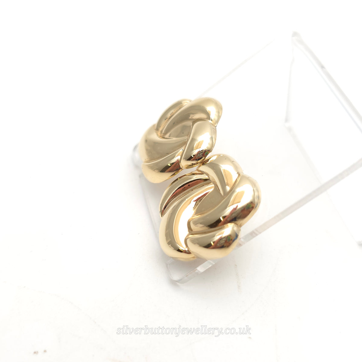 9ct Yellow Gold Vintage XL Swirly Knot Hollow Stud Earrings