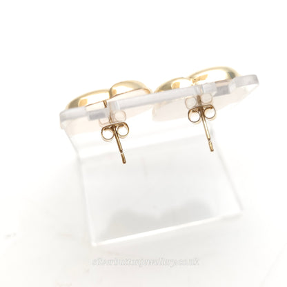 9ct Yellow Gold Vintage XL Swirly Knot Hollow Stud Earrings