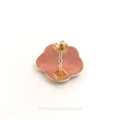 9ct Yellow Gold Vintage XL Swirly Knot Hollow Stud Earrings