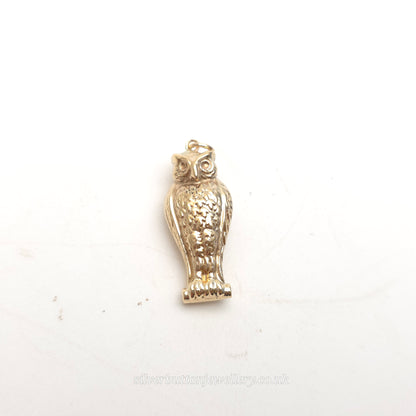 9ct Yellow Gold XL Hollow Detailed Owl Charm / Pendant
