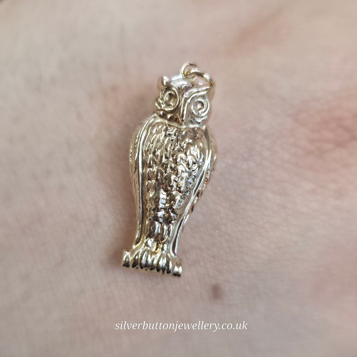 9ct Yellow Gold XL Hollow Detailed Owl Charm / Pendant