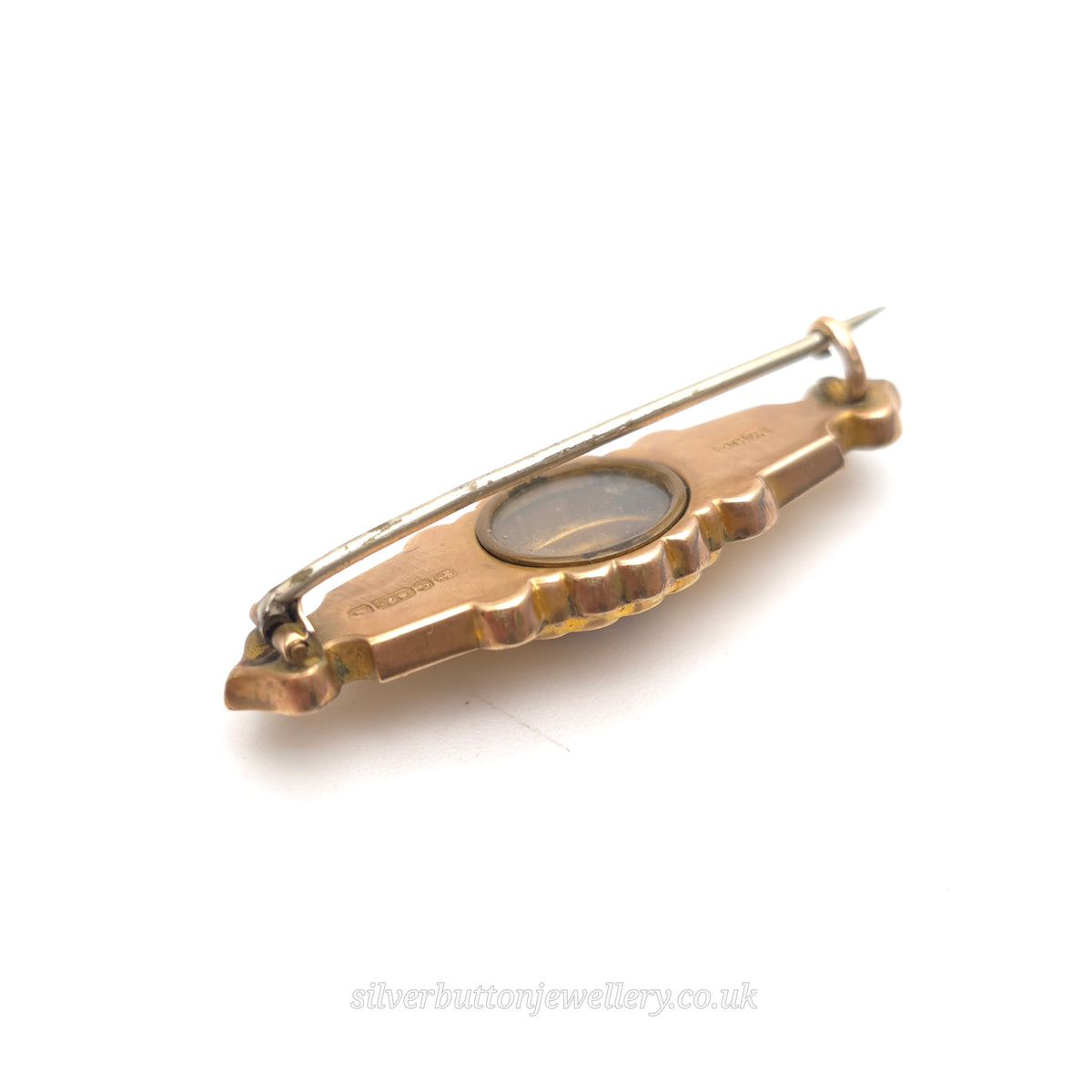 9ct Yellow Gold Antique 1895 Seed Pearl And Ruby Mourning Style Brooch