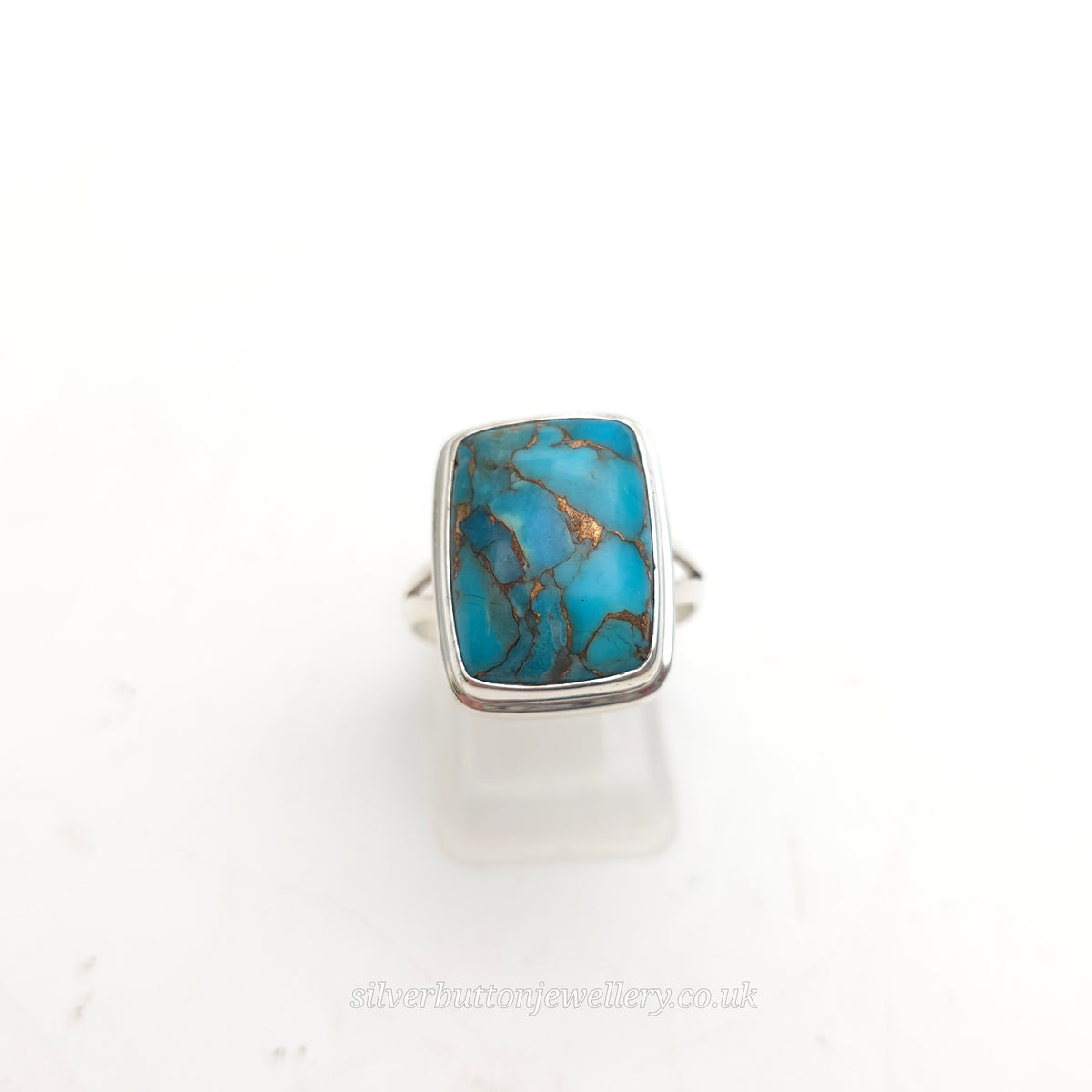 Sterling Silver Rectangular Turquoise Matrix Chunky Solitaire Ring