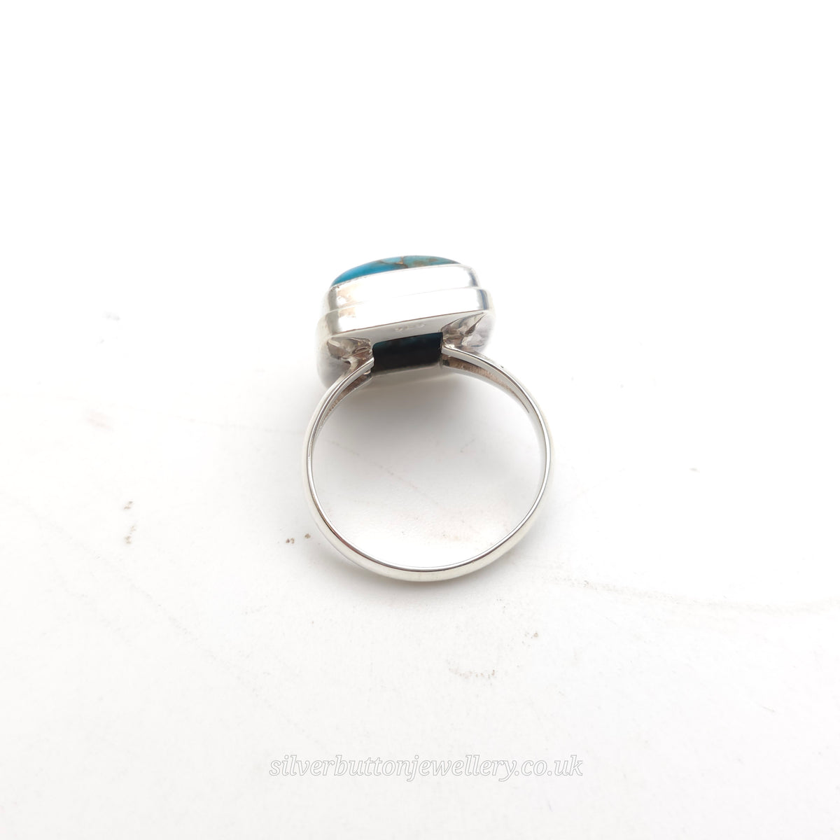 Sterling Silver Rectangular Turquoise Matrix Chunky Solitaire Ring