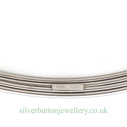 9ct White Gold Open Four Row White Stone Set Bangle