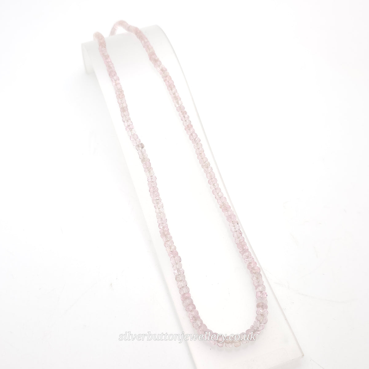 18ct Yellow Gold Clasp Pale Pink Faceted Rondelle Stone Necklace