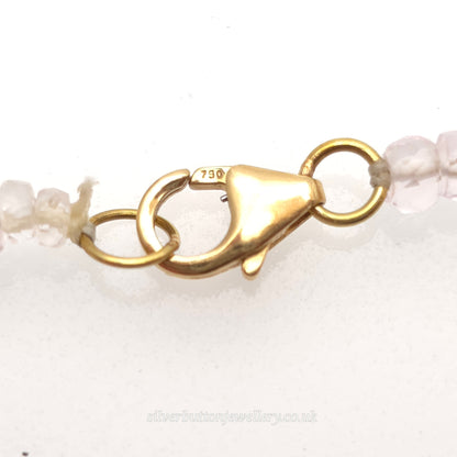 18ct Yellow Gold Clasp Pale Pink Faceted Rondelle Stone Necklace