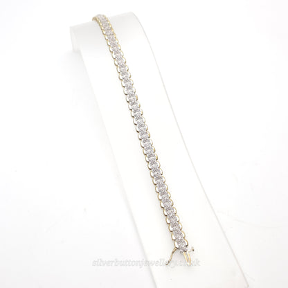 9ct Two-Tone Yellow Gold And White Gold Cut Out Diamond Set Bracelet
