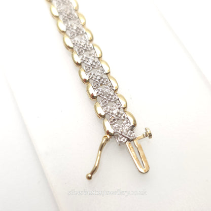 9ct Two-Tone Yellow Gold And White Gold Cut Out Diamond Set Bracelet