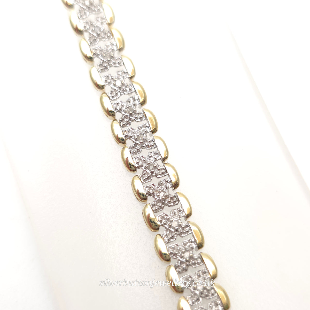 9ct Two-Tone Yellow Gold And White Gold Cut Out Diamond Set Bracelet