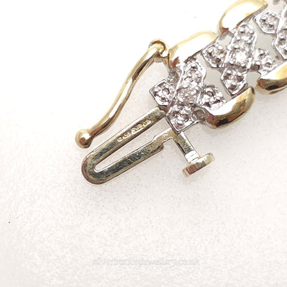 9ct Two-Tone Yellow Gold And White Gold Cut Out Diamond Set Bracelet