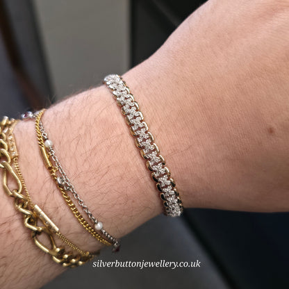 9ct Two-Tone Yellow Gold And White Gold Cut Out Diamond Set Bracelet