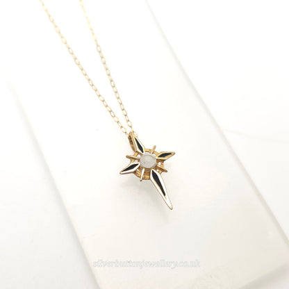 9ct Yellow Gold Vintage Stanhope Cross Pendant With Mini Lords Prayer Necklace
