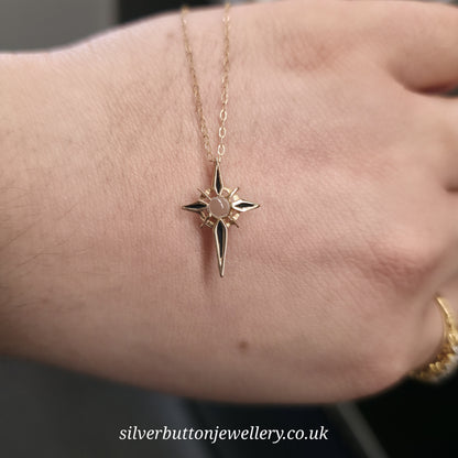 9ct Yellow Gold Vintage Stanhope Cross Pendant With Mini Lords Prayer Necklace
