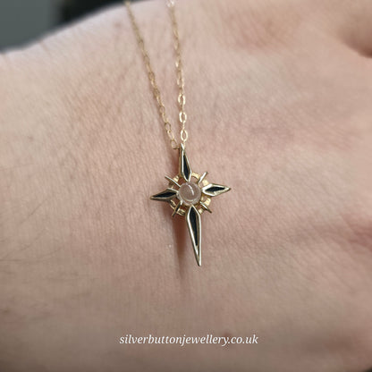 9ct Yellow Gold Vintage Stanhope Cross Pendant With Mini Lords Prayer Necklace