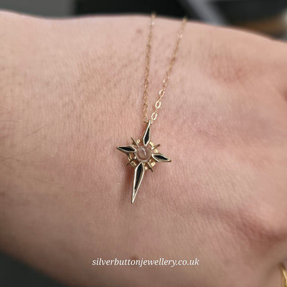 9ct Yellow Gold Vintage Stanhope Cross Pendant With Mini Lords Prayer Necklace