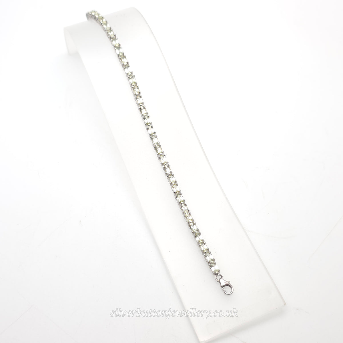 Sterling Silver Oval Cut Pale Yellow Heliodor Stone Tennis Bracelet