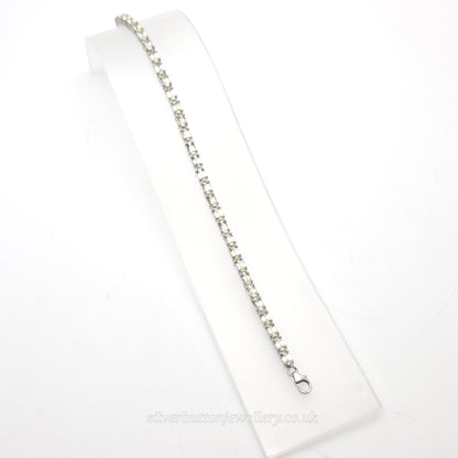 Sterling Silver Oval Cut Pale Yellow Heliodor Stone Tennis Bracelet
