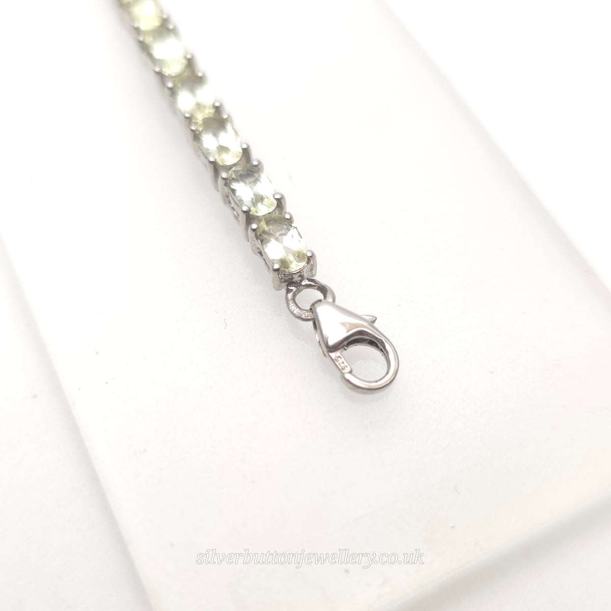 Sterling Silver Oval Cut Pale Yellow Heliodor Stone Tennis Bracelet