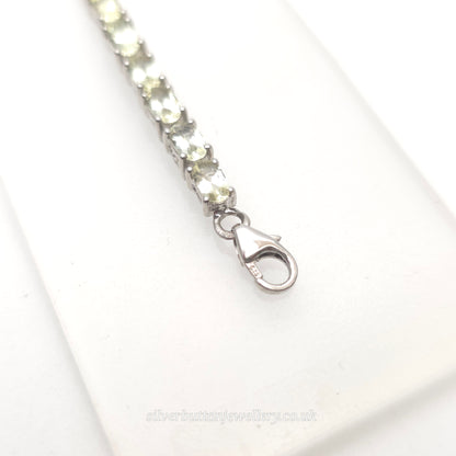 Sterling Silver Oval Cut Pale Yellow Heliodor Stone Tennis Bracelet