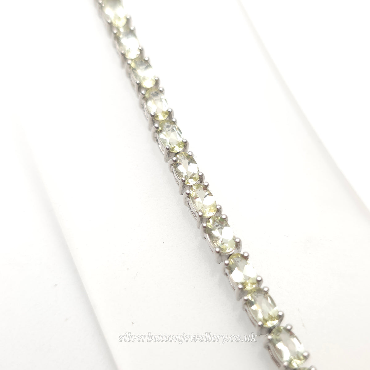 Sterling Silver Oval Cut Pale Yellow Heliodor Stone Tennis Bracelet