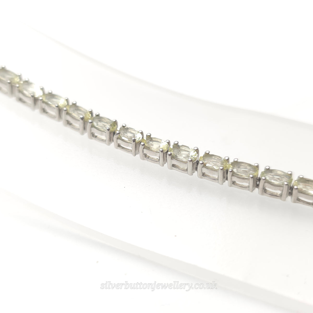 Sterling Silver Oval Cut Pale Yellow Heliodor Stone Tennis Bracelet