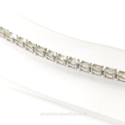 Sterling Silver Oval Cut Pale Yellow Heliodor Stone Tennis Bracelet