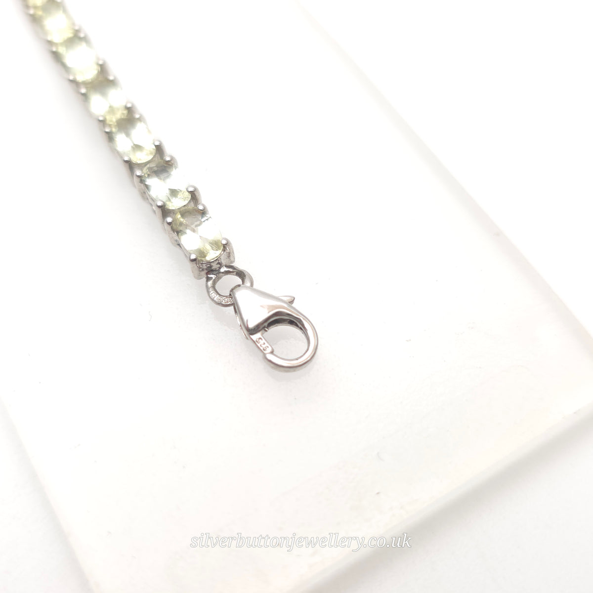 Sterling Silver Oval Cut Pale Yellow Heliodor Stone Tennis Bracelet