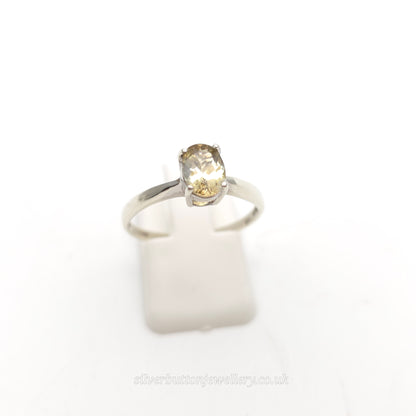 9ct White Gold Classic Oval Cut Sphene Solitaire Ring