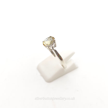 9ct White Gold Classic Oval Cut Sphene Solitaire Ring