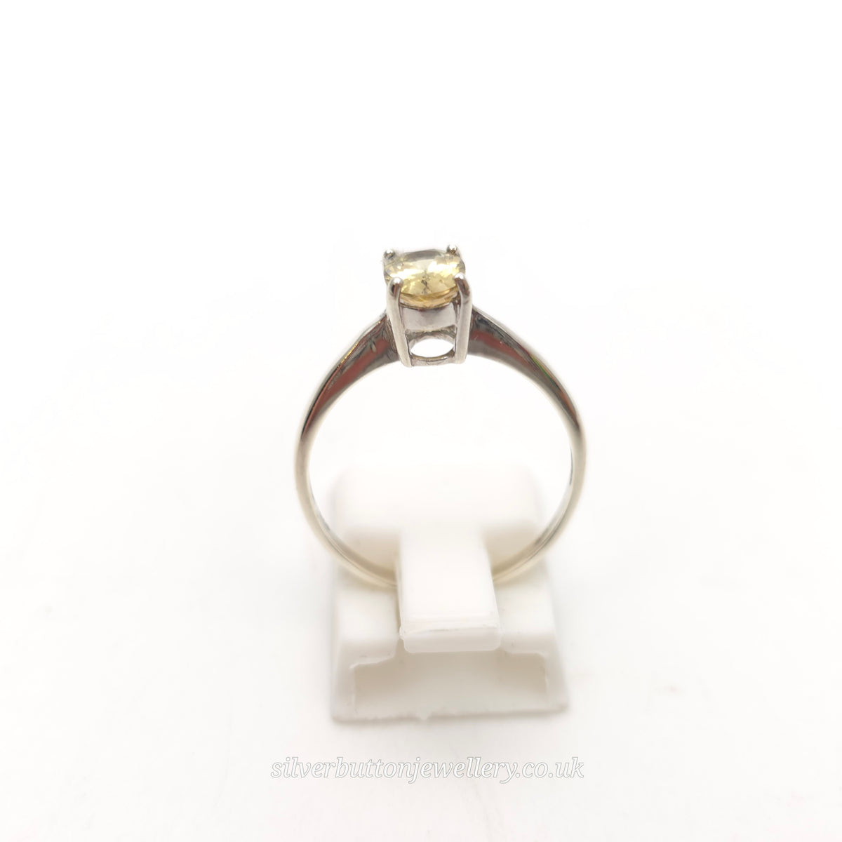 9ct White Gold Classic Oval Cut Sphene Solitaire Ring