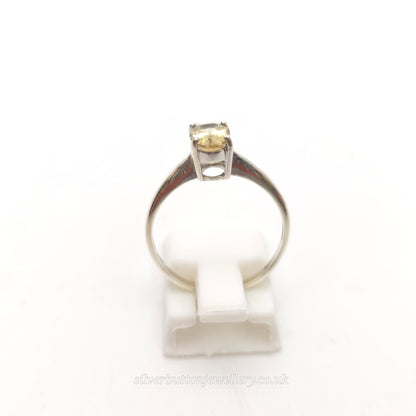 9ct White Gold Classic Oval Cut Sphene Solitaire Ring
