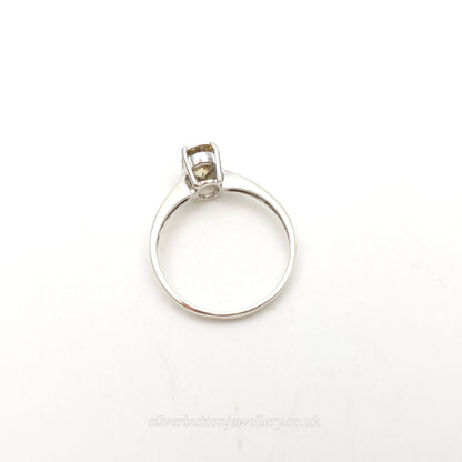 9ct White Gold Classic Oval Cut Sphene Solitaire Ring