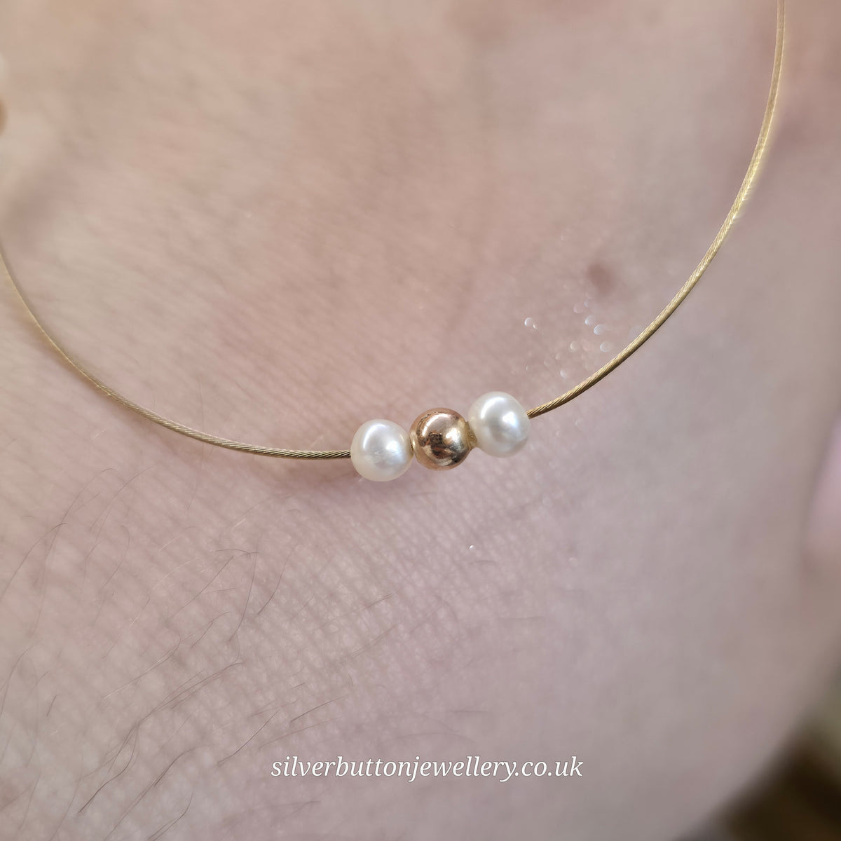 9ct Yellow Gold Vintage Pearl And Gold Bead Station Necklace