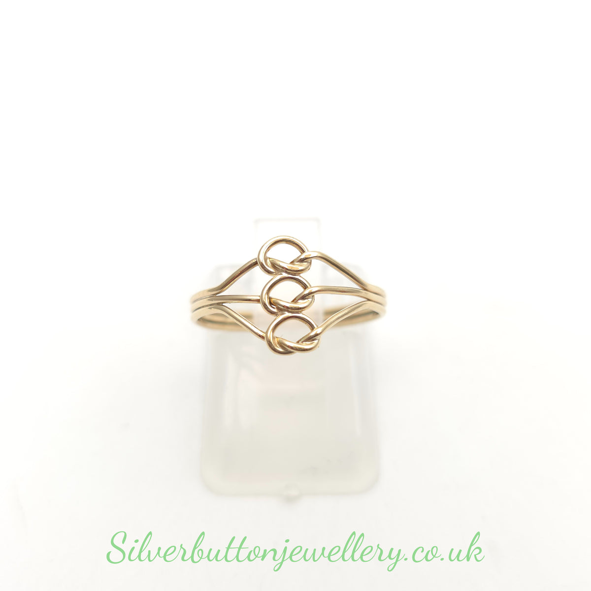 9ct Yellow Gold Small Lightweight Vintage Wirework Triple Overhand Knot Ring
