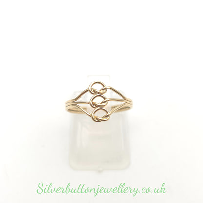 9ct Yellow Gold Small Lightweight Vintage Wirework Triple Overhand Knot Ring
