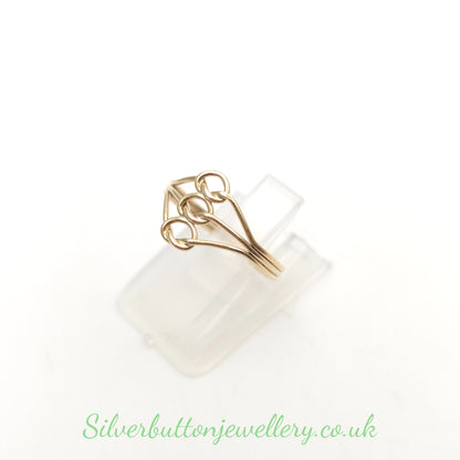 9ct Yellow Gold Small Lightweight Vintage Wirework Triple Overhand Knot Ring