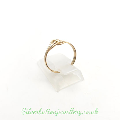 9ct Yellow Gold Small Lightweight Vintage Wirework Triple Overhand Knot Ring